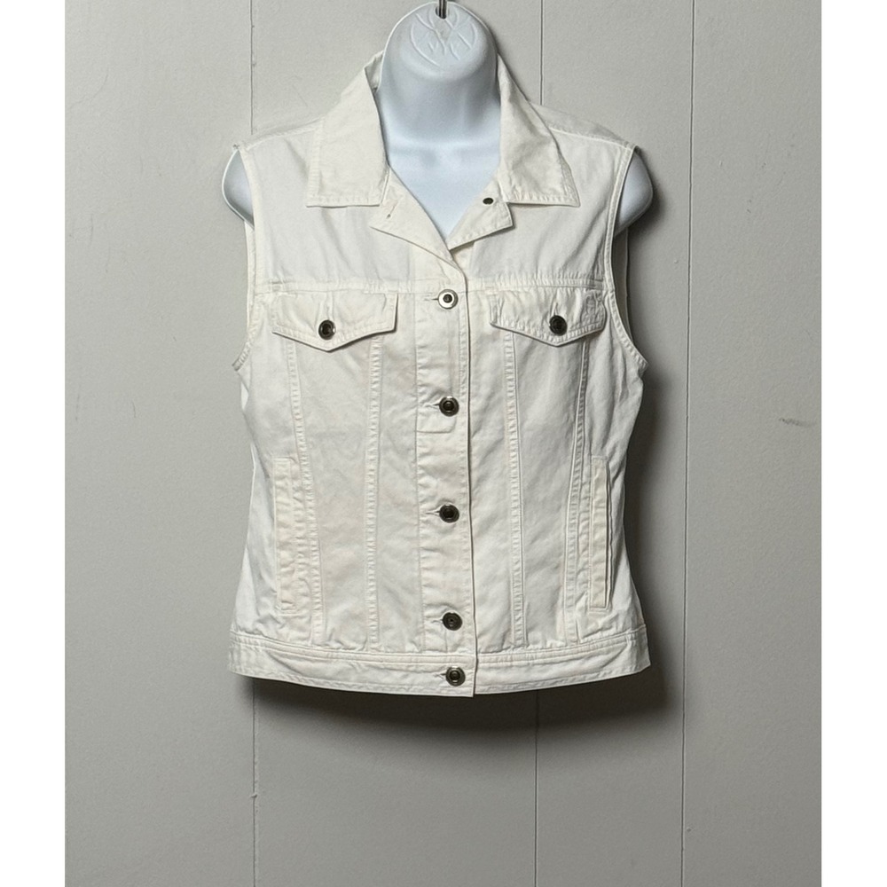 Aigner The Original Jeans Women's White Denim Vest Sleeveless Size Small